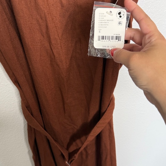 NWT Free People Free-est Trop Belle Midi Dress Honey Bronze Belted Small $98MSRP - Picture 5 of 7